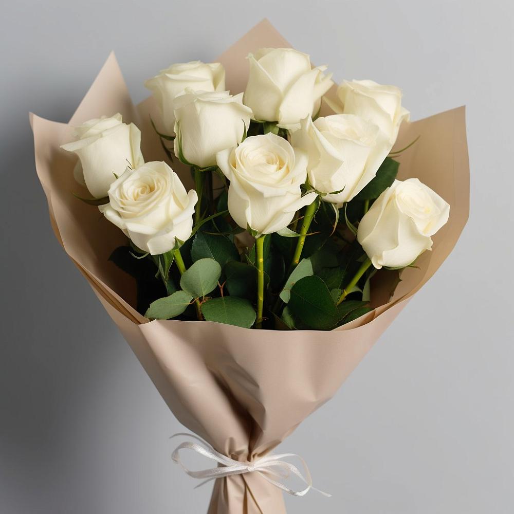 Букет 9 Белых роз Эдлесс Лав в Успенском