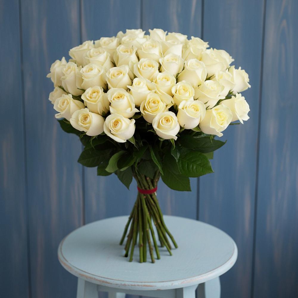 Букет 51 Белая роза Эдлесс Лав в Успенском