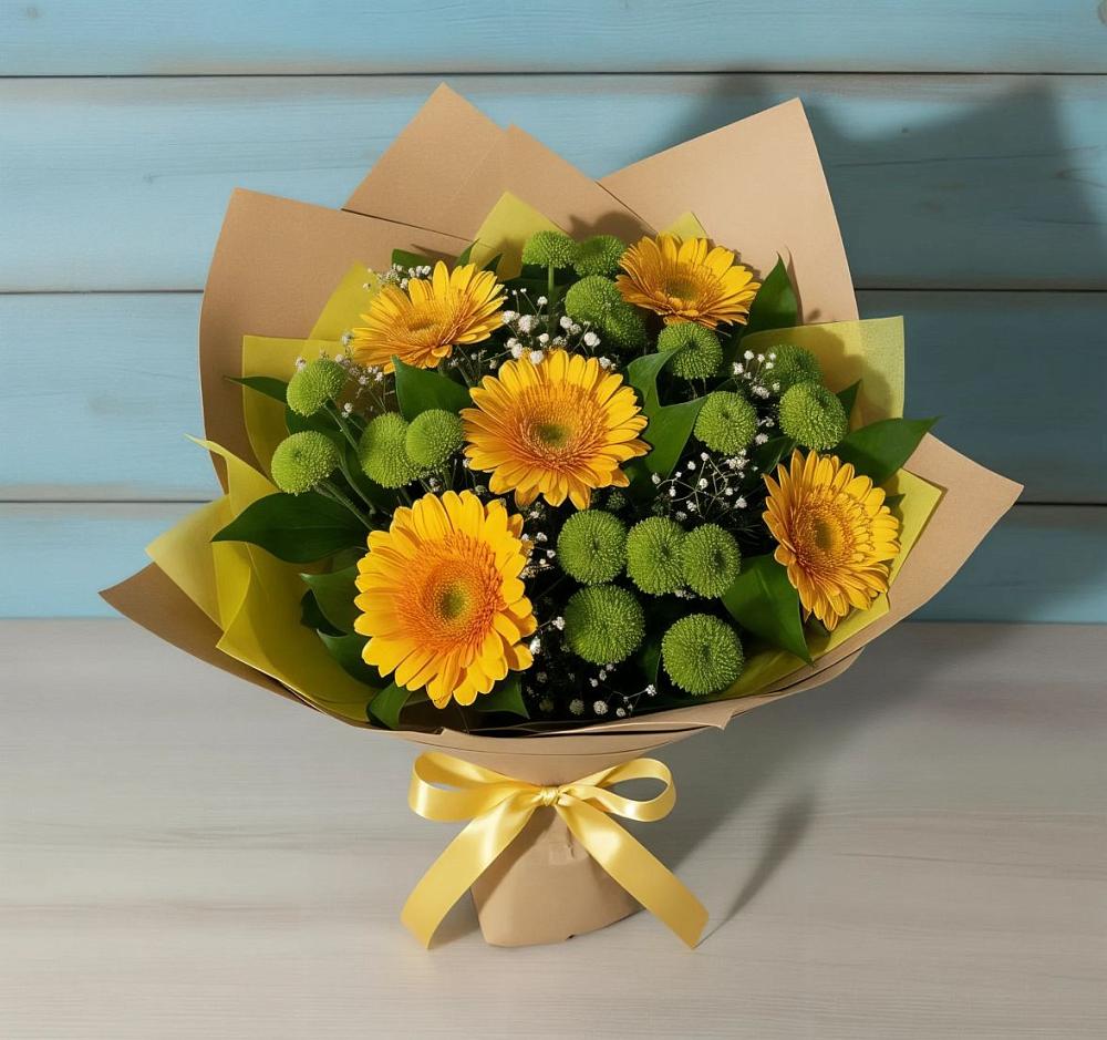 Букет цветов из: Герберы и Хризантемы в Успенском