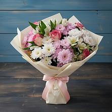 Букет цветов из:  Хризантемы, Альстромерии и Розы в Успенском