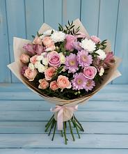 Букет цветов из:  Хризантемы, Розы и Альстромерии в Успенском