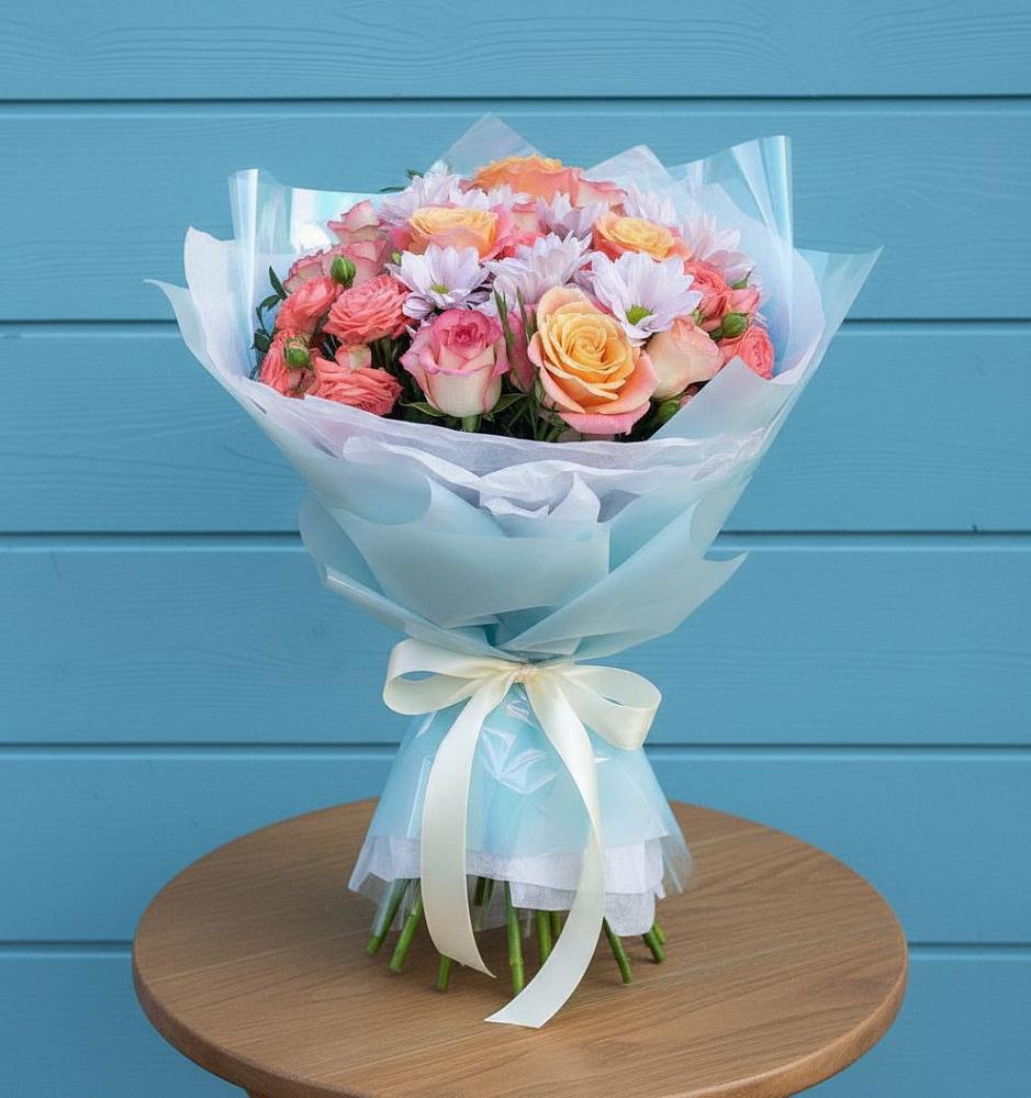 Букет цветов из: Хризантемы и Розы в Успенском