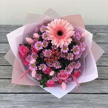 Букет цветов из:  Розы, Герберы и Хризантемы в Успенском